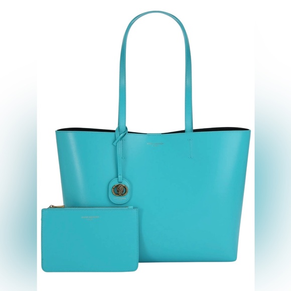 ✨🛍️ NWT Kurt Geiger Teal Leather Chelsea Shopper Tote - Picture 1 of 3